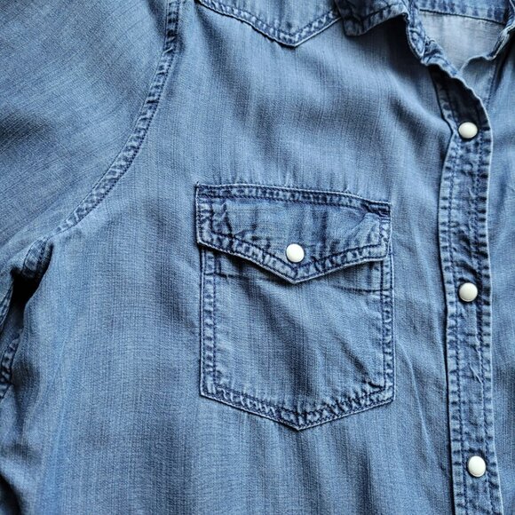 Lola River Blouse Chambray Long Sleeve Button Up L - Picture 3 of 12